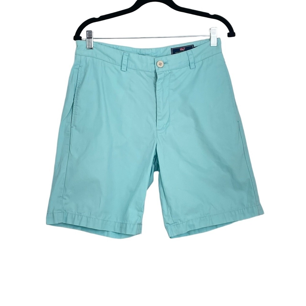 Vineyard Vines Preppy Mens Flat Front Light Blue Chino Classic Khaki Shorts 30